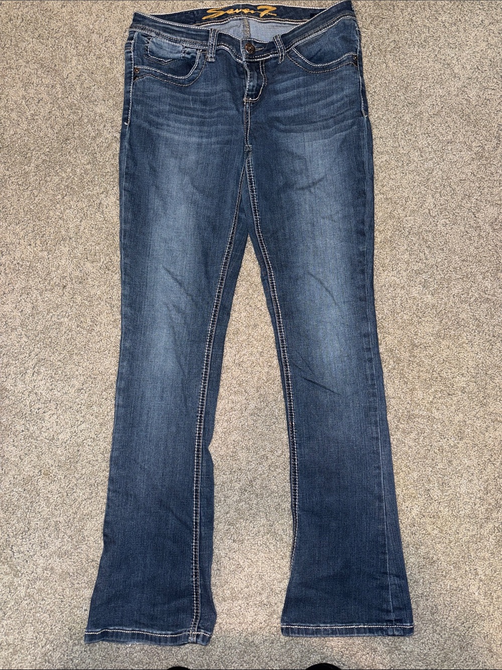 Seven7 Women's Dark Blue Flare Jeans